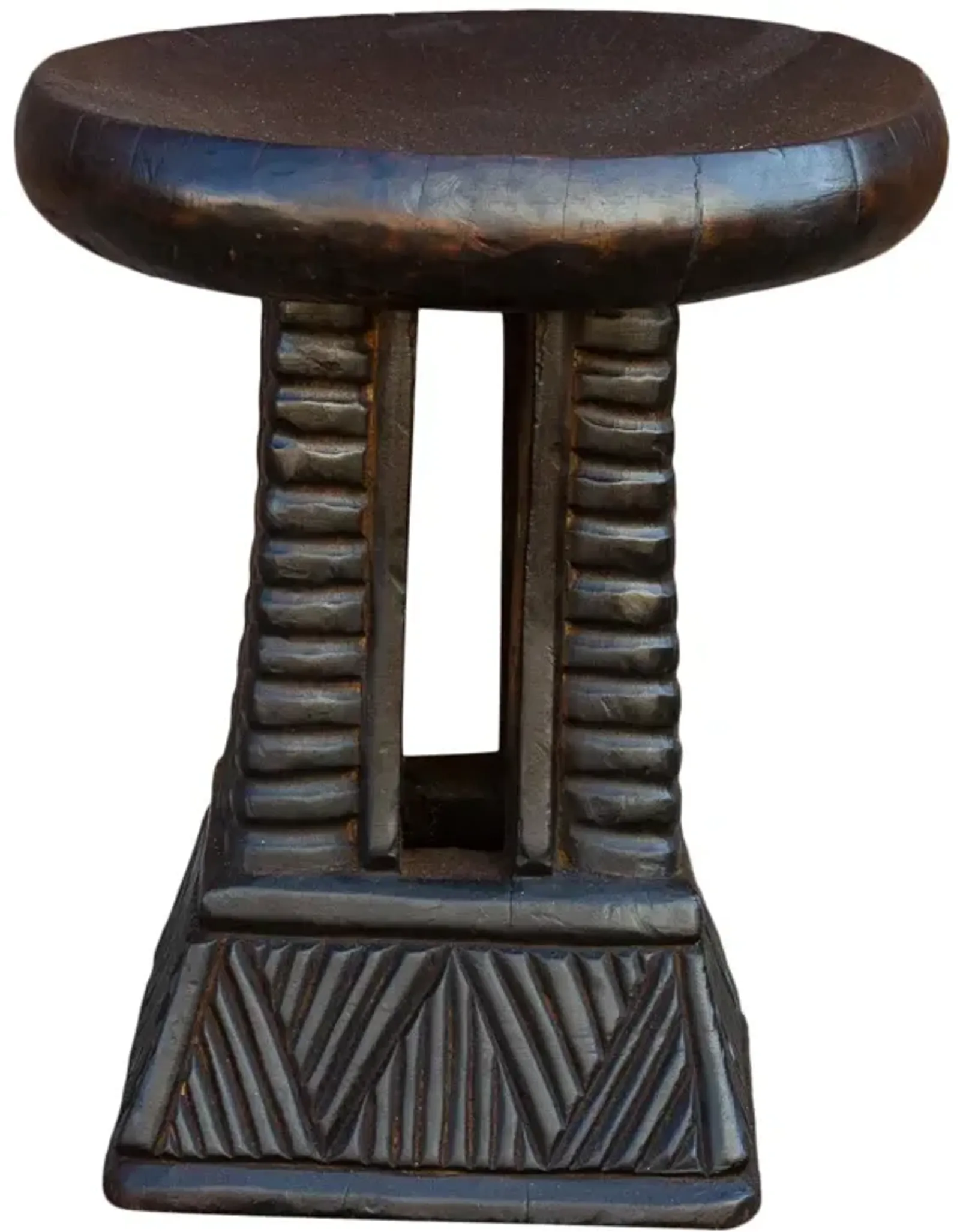 Cameroon Carved Tribal Milk Stool - de-cor - brown