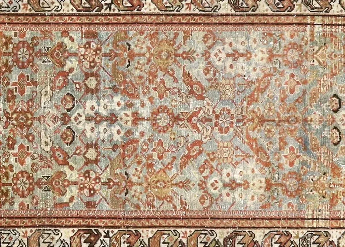 3'1"x13'2" 1920s Persian Melayer Rug - Nalbandian - Orange - Orange