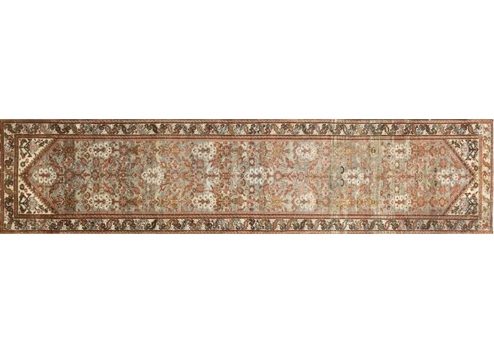 3'1"x13'2" 1920s Persian Melayer Rug - Nalbandian - Orange - Orange