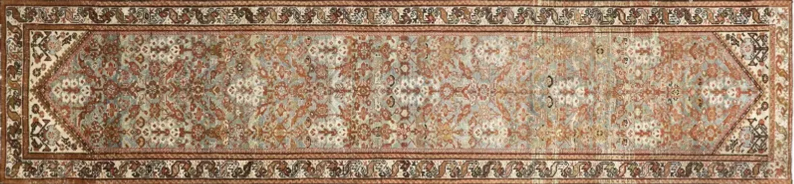 3'1"x13'2" 1920s Persian Melayer Rug - Nalbandian - Orange - Orange