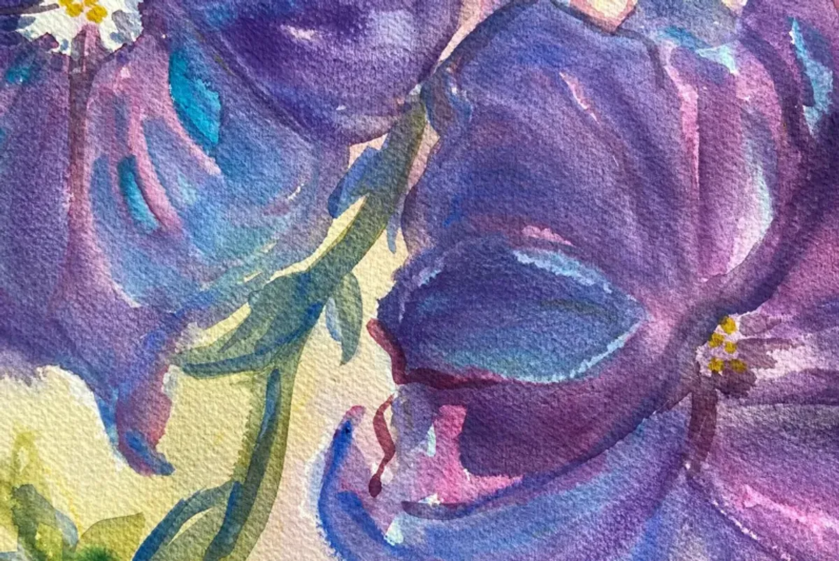 Morning Glories by Vera Indenbaum - McNaught Fine Art - Purple