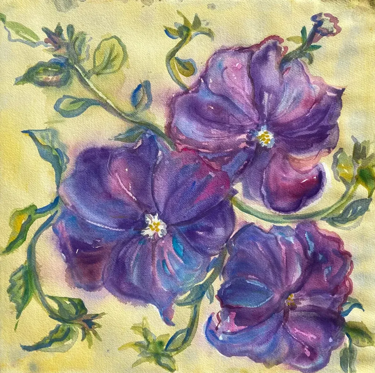 Morning Glories by Vera Indenbaum - McNaught Fine Art - Purple