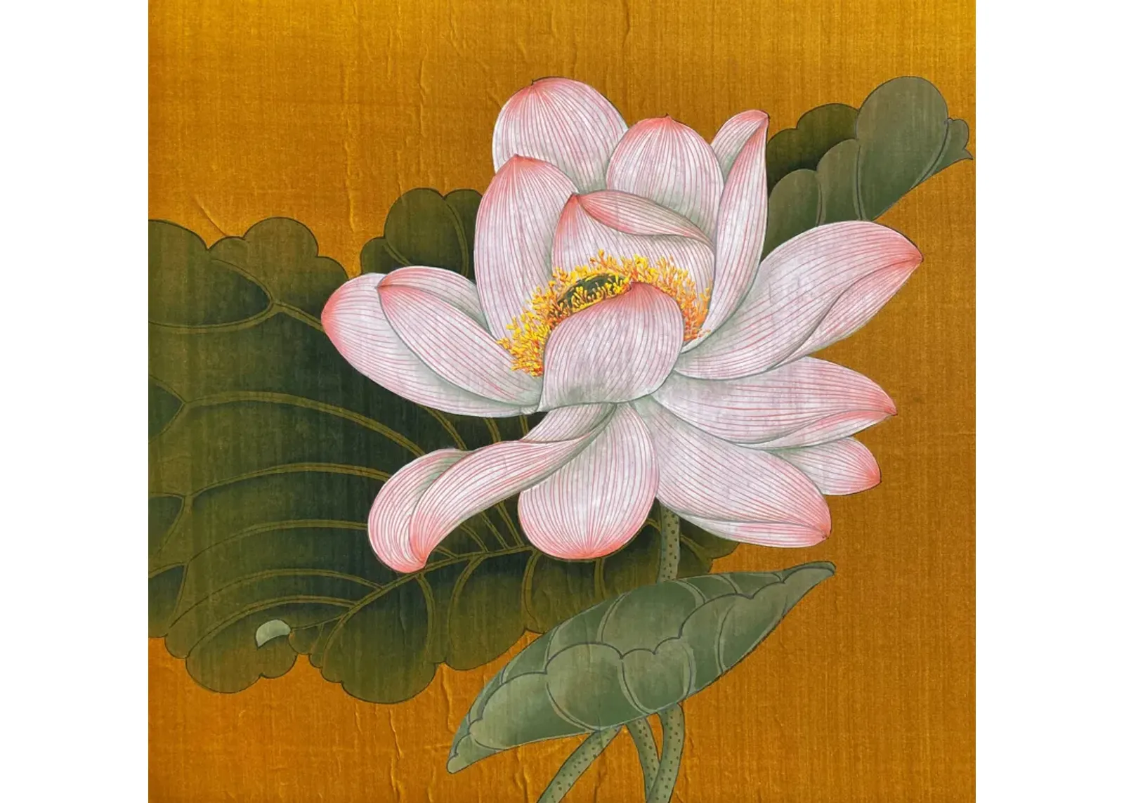 Painting - Lotus Flower - Chinese School - 1970s - McNaught Fine Art - Orange