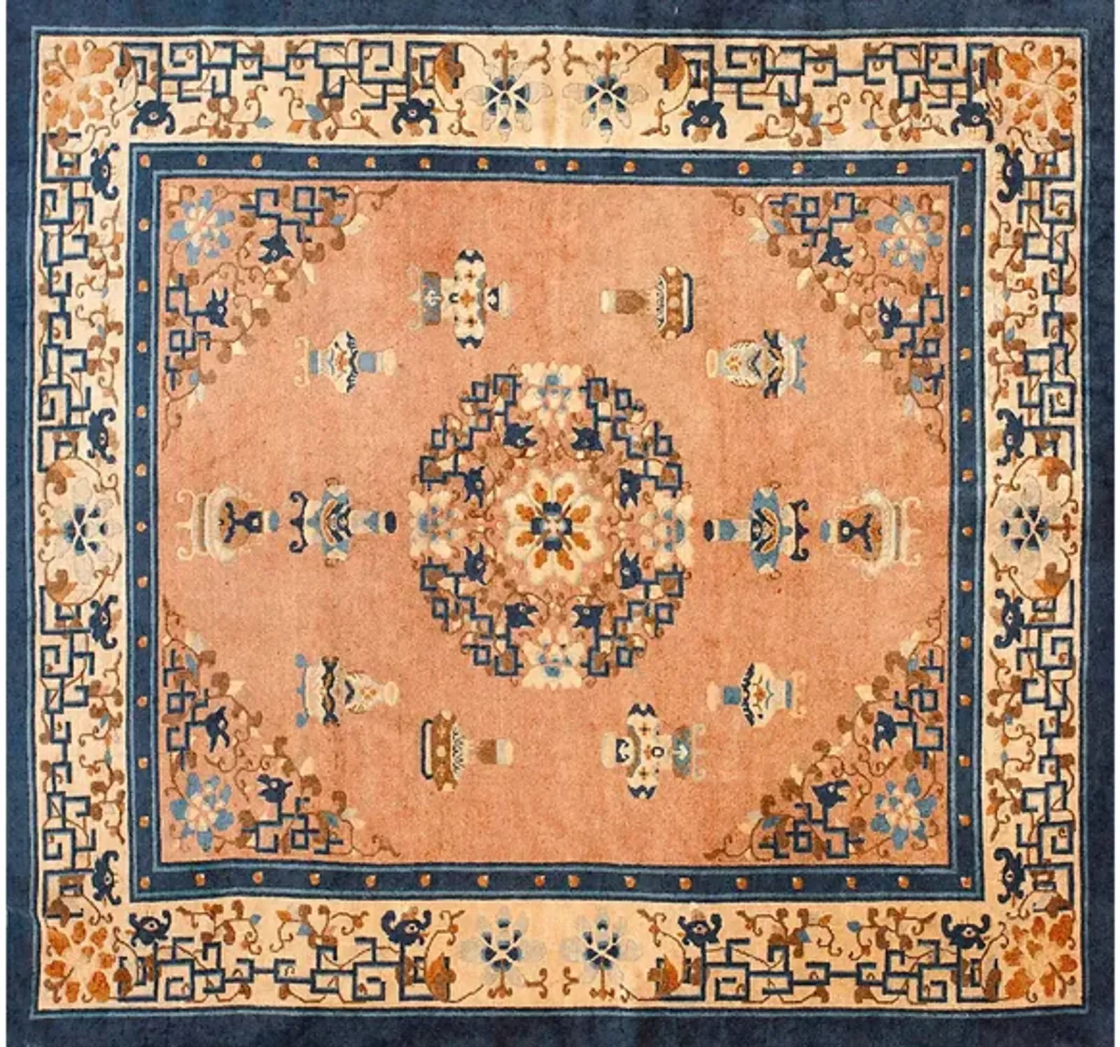 Chinese Peking Rug 5'6" x 6'0" - Orange - Orange