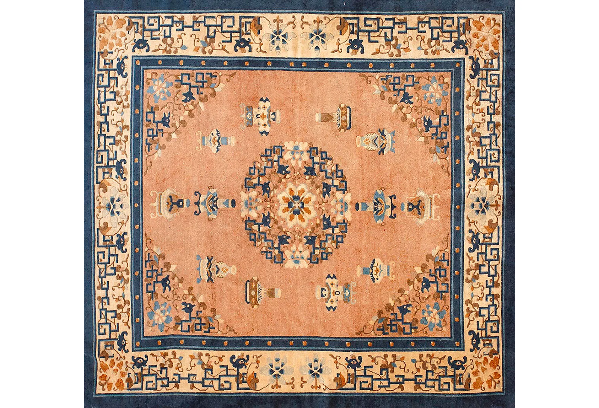 Chinese Peking Rug 5'6" x 6'0" - Orange - Orange