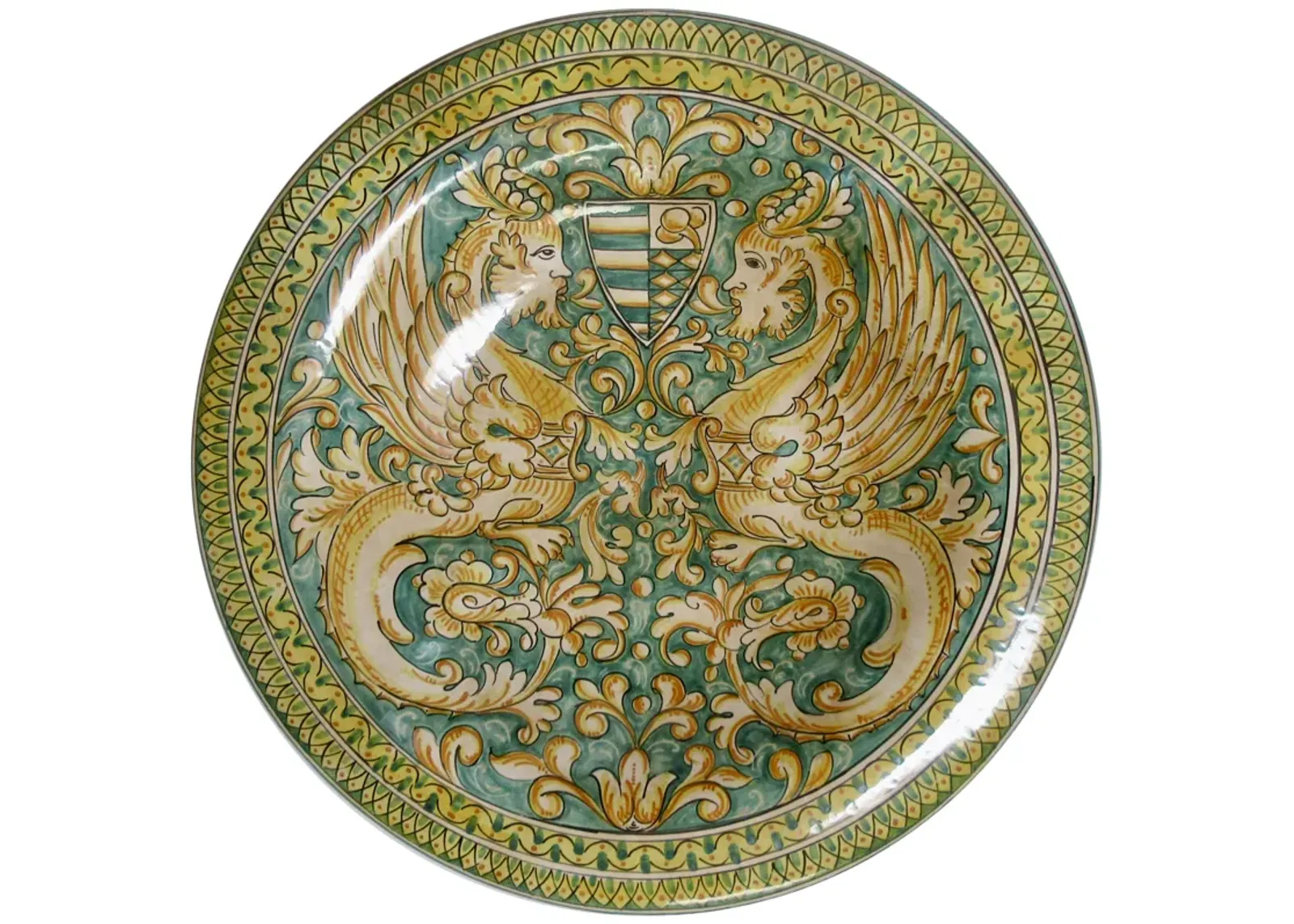 Large Gubbio Italian Wall Platter - The Emporium Ltd. - Green