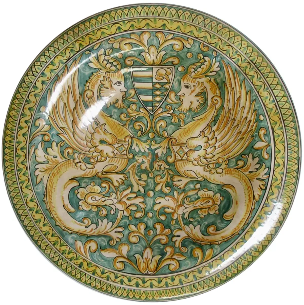 Large Gubbio Italian Wall Platter - The Emporium Ltd. - Green