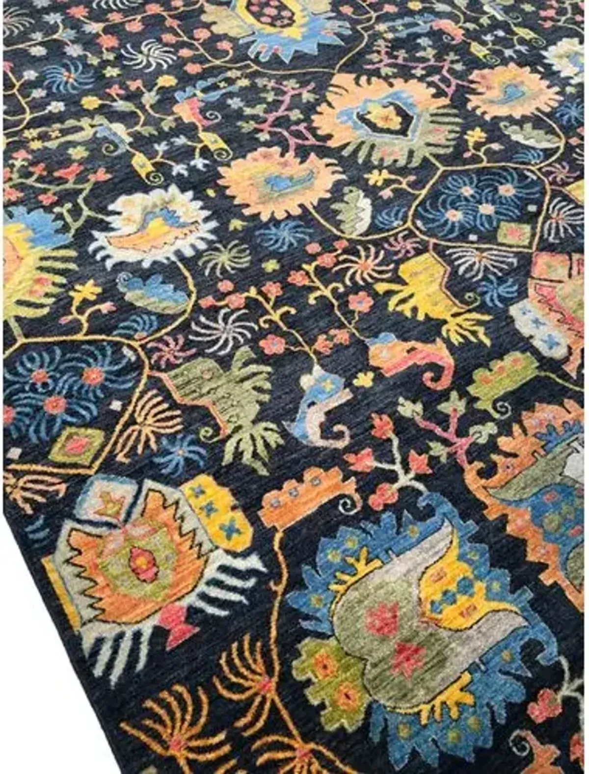 9'x12' Sari Liam Rug - Navy Blue - F.J. Kashanian - Blue