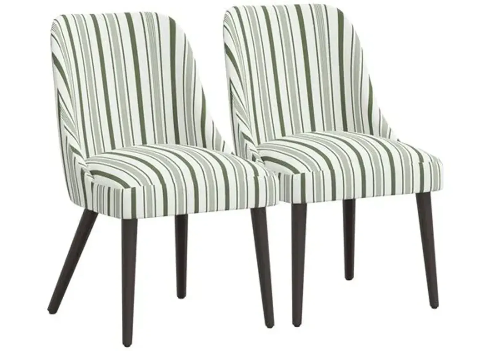 Set of 2 Barron Side Chairs - Luli Stripe - Green