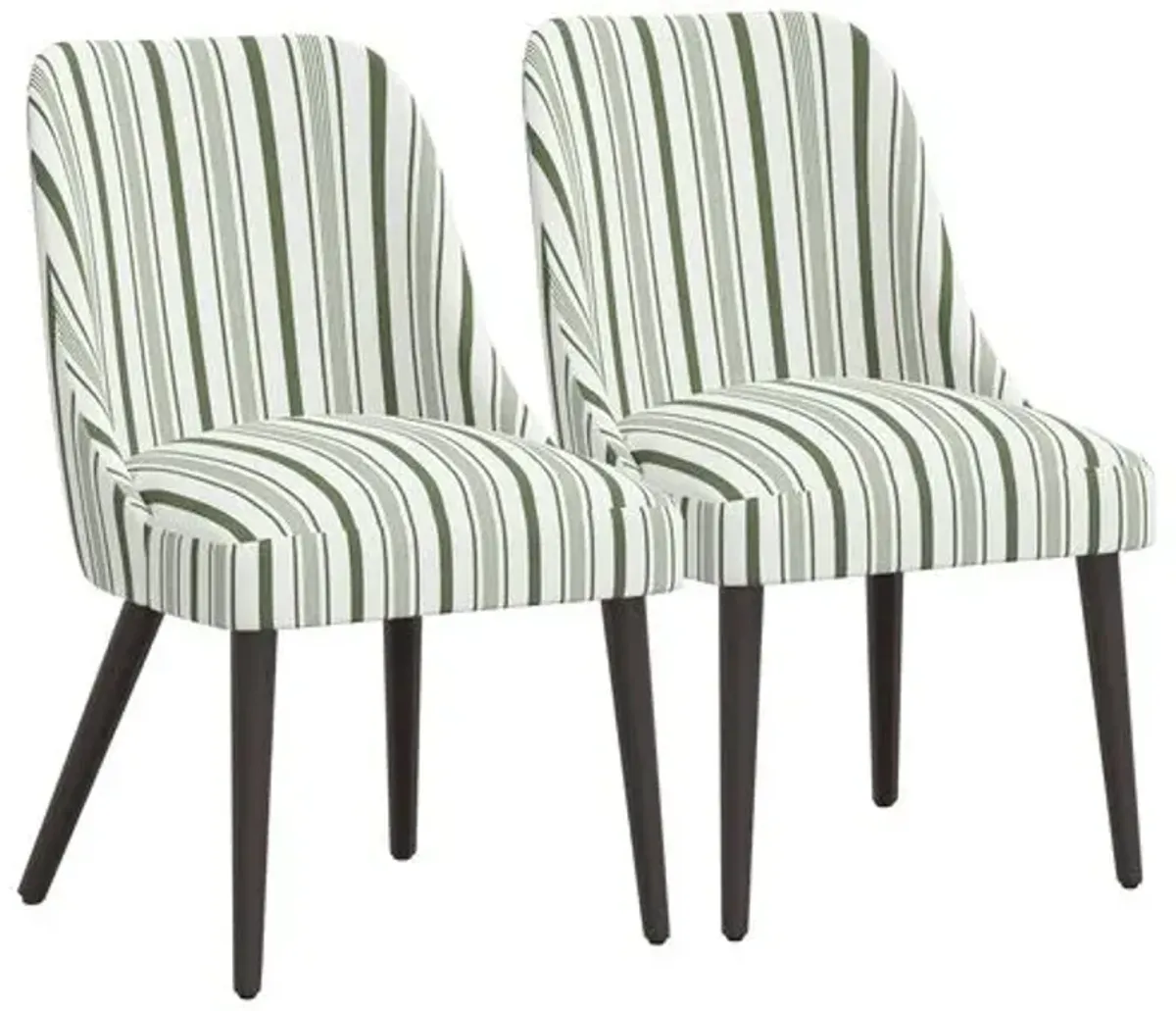 Set of 2 Barron Side Chairs - Luli Stripe - Green