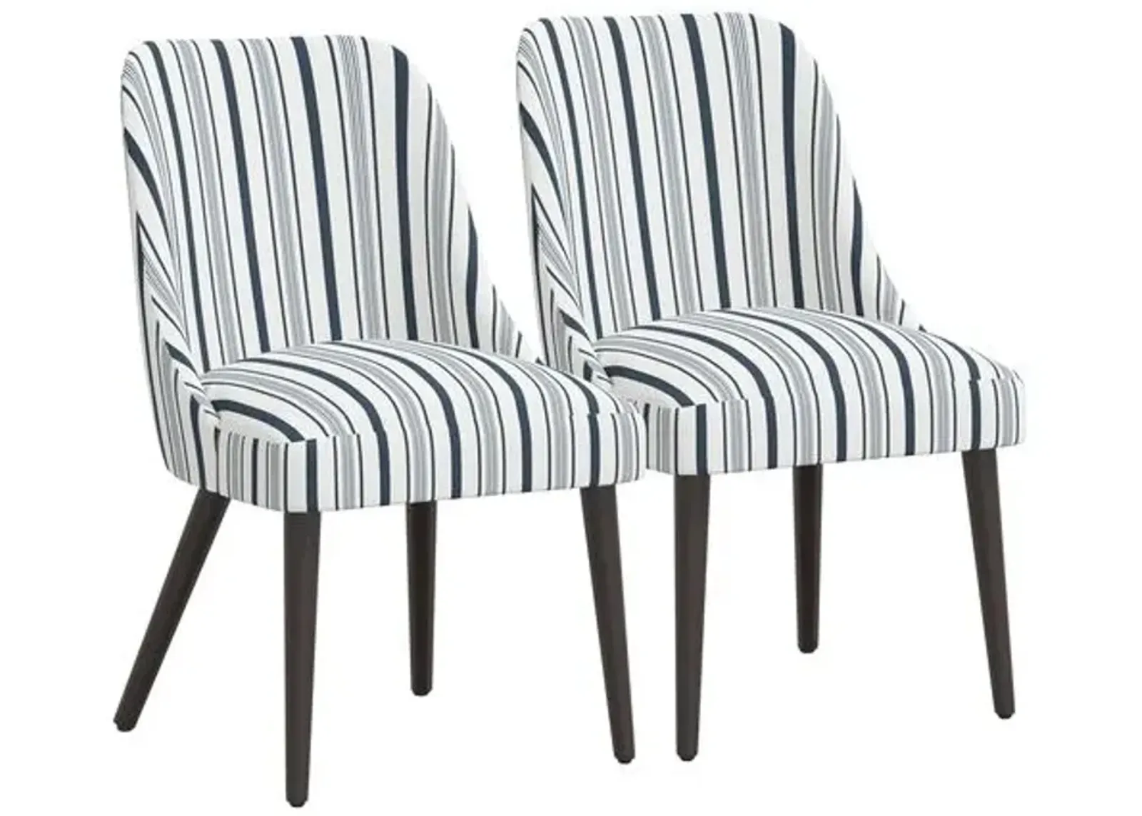 Set of 2 Barron Side Chairs - Luli Stripe - Blue