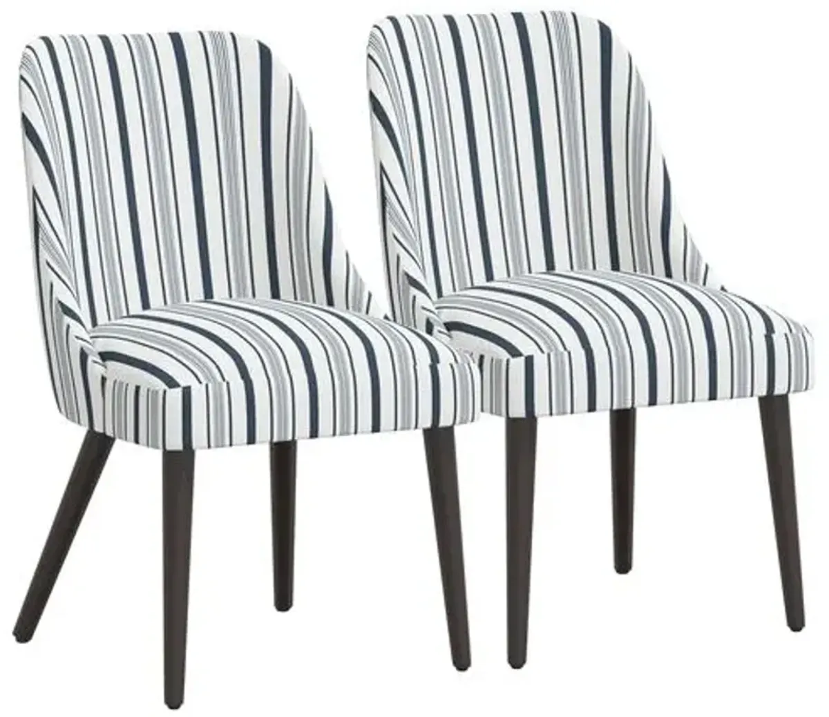 Set of 2 Barron Side Chairs - Luli Stripe - Blue