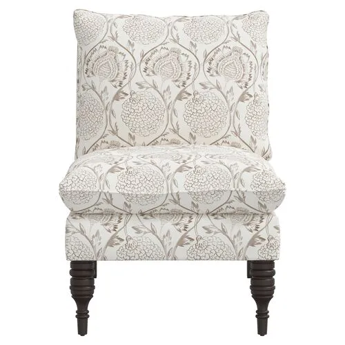 Daphne Slipper Chair - Ranjit Floral - Brown