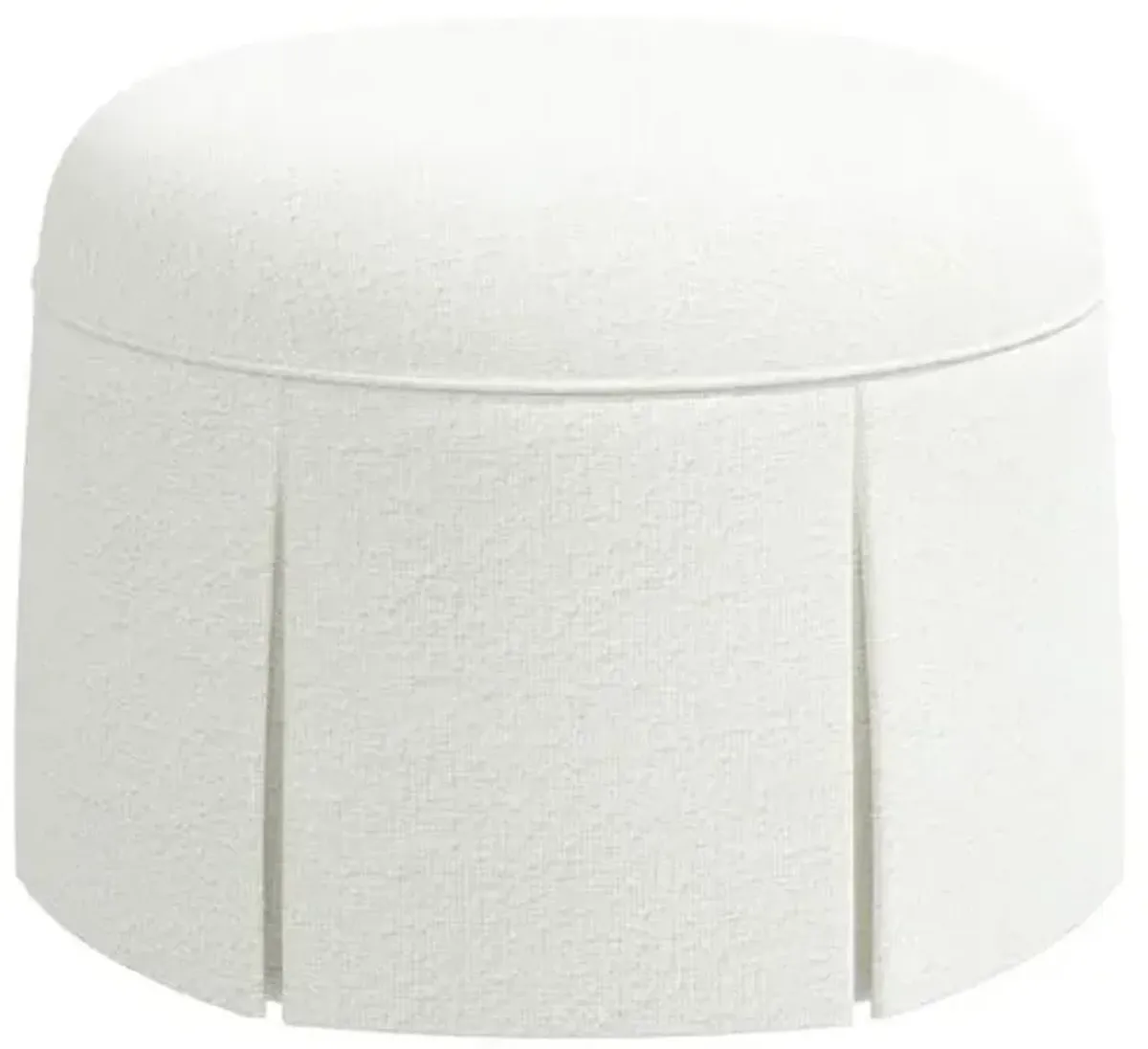 Liza Boucle Skirted Ottoman - Handcrafted - White