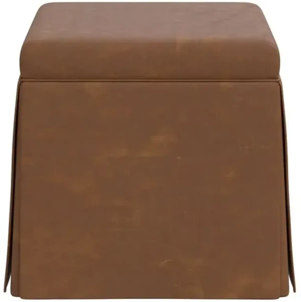 Anne Faux Leather Skirted Ottoman - Brown