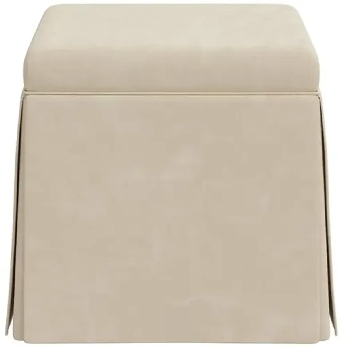 Anne Faux Leather Skirted Ottoman - Beige