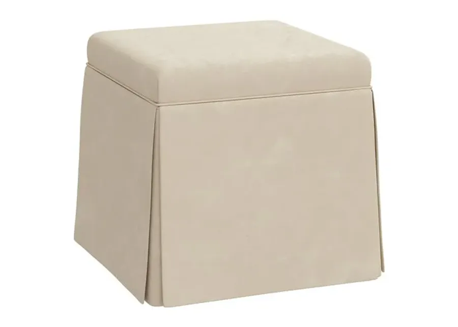 Anne Faux Leather Skirted Ottoman - Beige