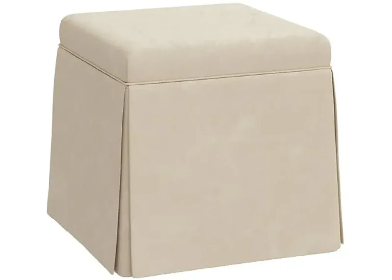 Anne Faux Leather Skirted Ottoman - Beige