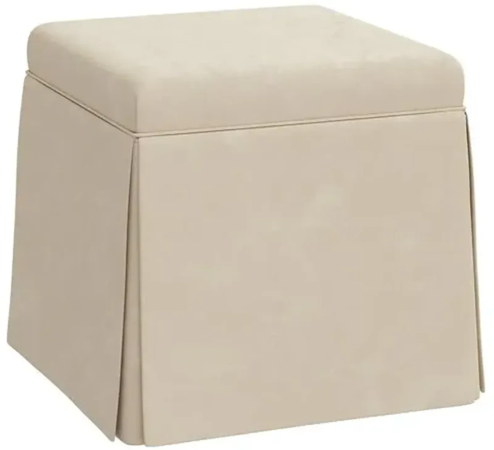 Anne Faux Leather Skirted Ottoman - Beige