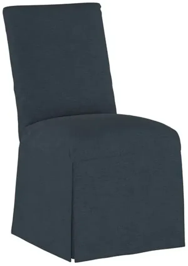 Owen Skirted Slipcover Side Chair - Linen - Blue