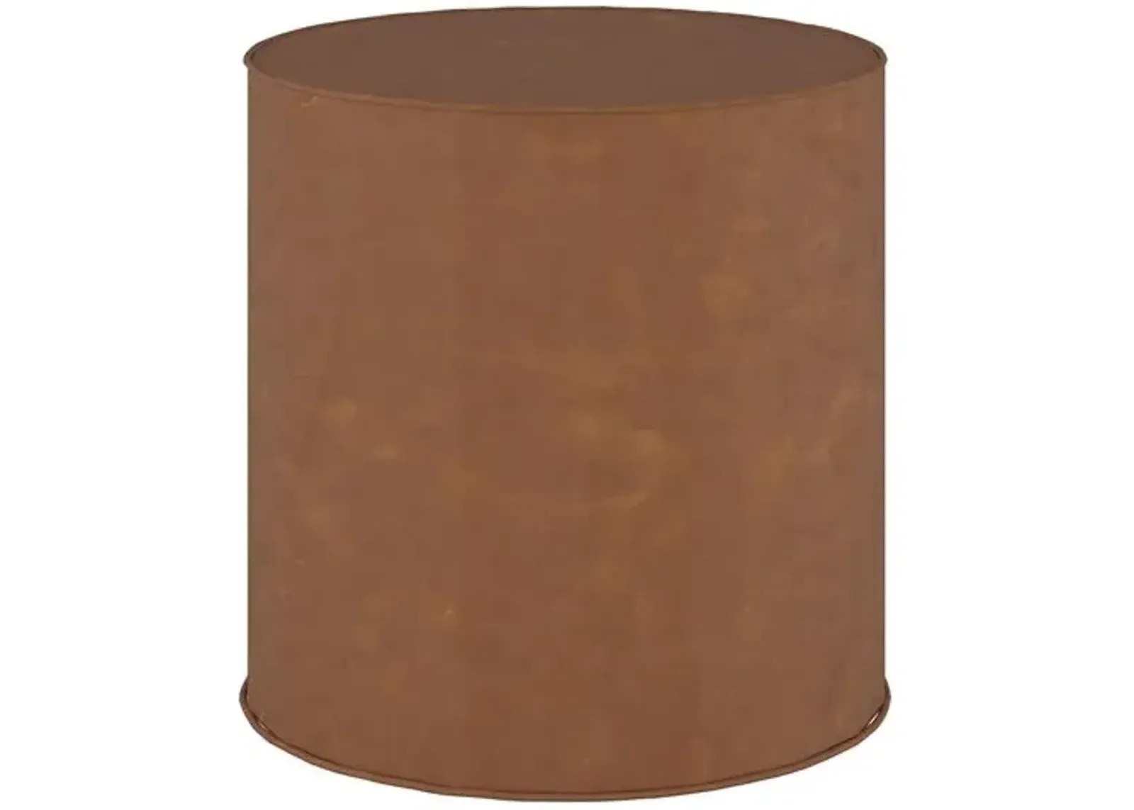 Harper Round Ottoman - Faux Leather - Brown