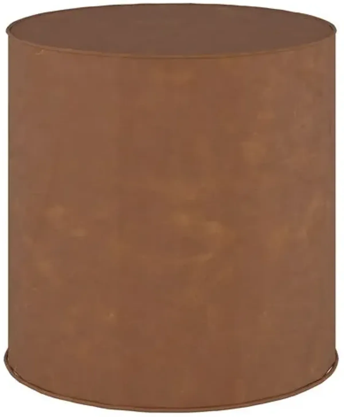 Harper Round Ottoman - Faux Leather - Brown