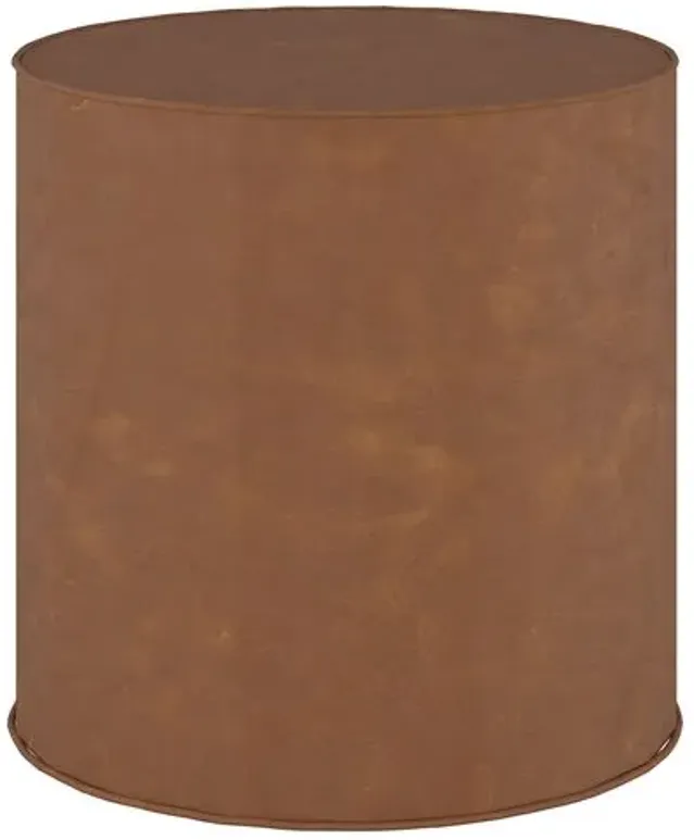 Harper Round Ottoman - Faux Leather - Brown