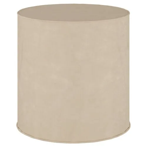 Harper Round Ottoman - Faux Leather - Beige