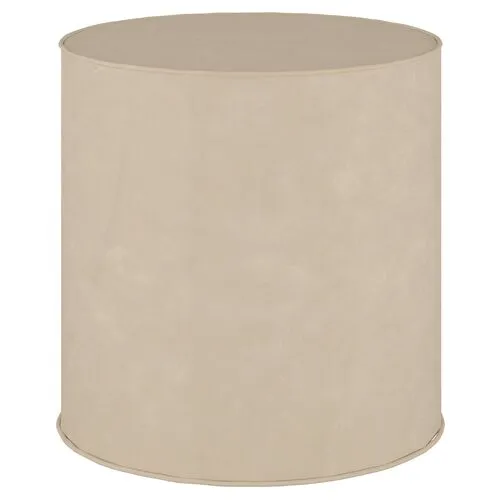 Harper Round Ottoman - Faux Leather - Beige