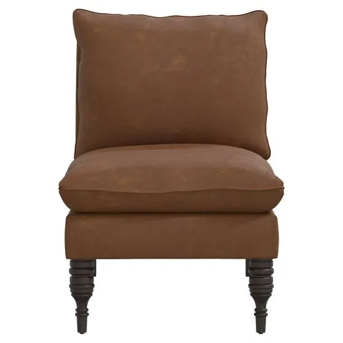 Daphne Slipper Chair - Faux Leather - Brown