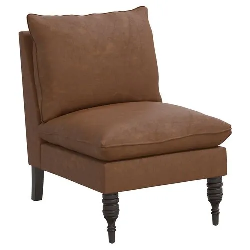 Daphne Slipper Chair - Faux Leather - Brown