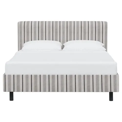 Novak Platform Bed - Coal Alcot Stripe - Black