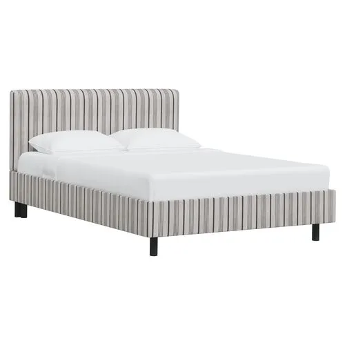 Novak Platform Bed - Coal Alcot Stripe - Black