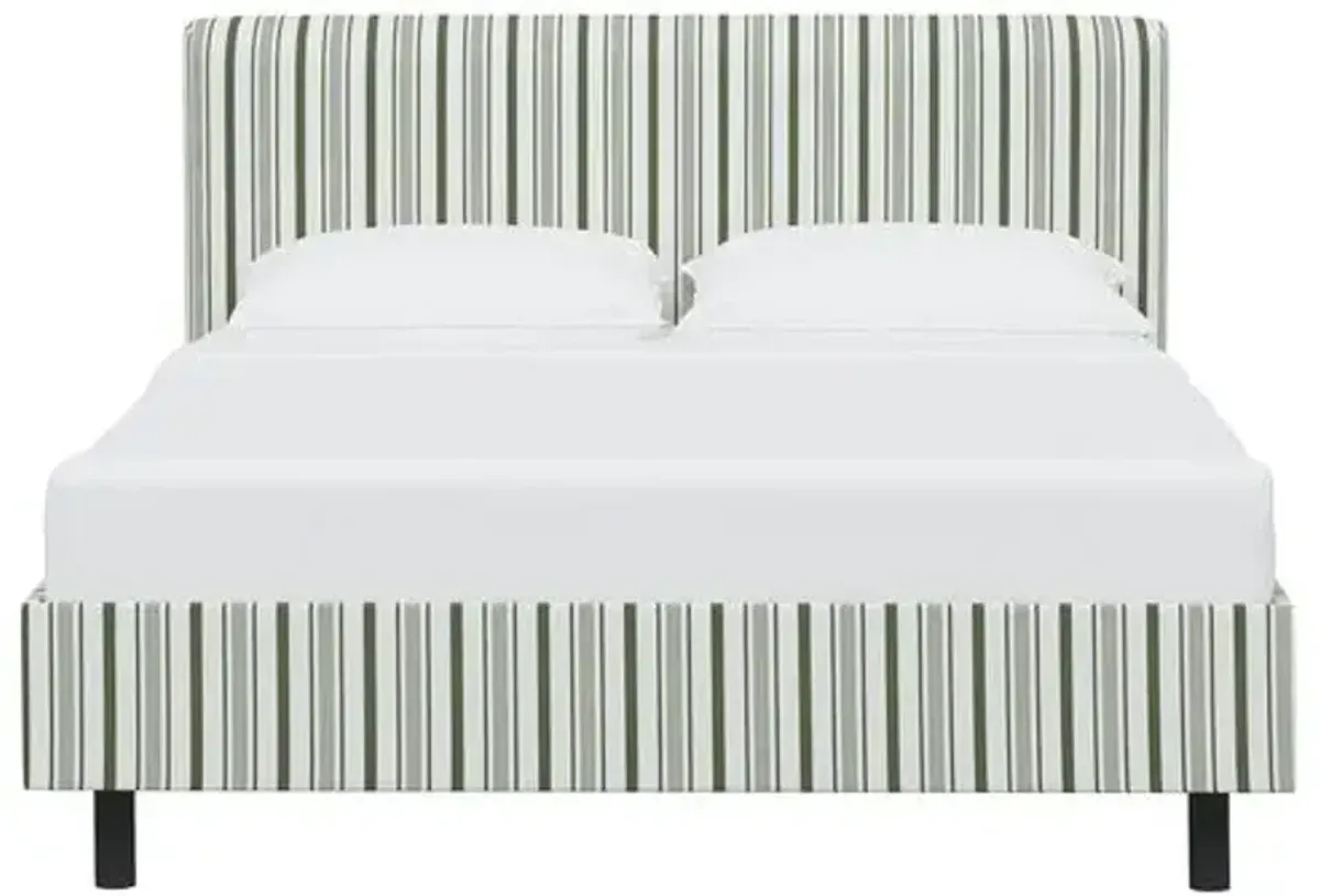 Novak Platform Bed - Luli Stripe - Green