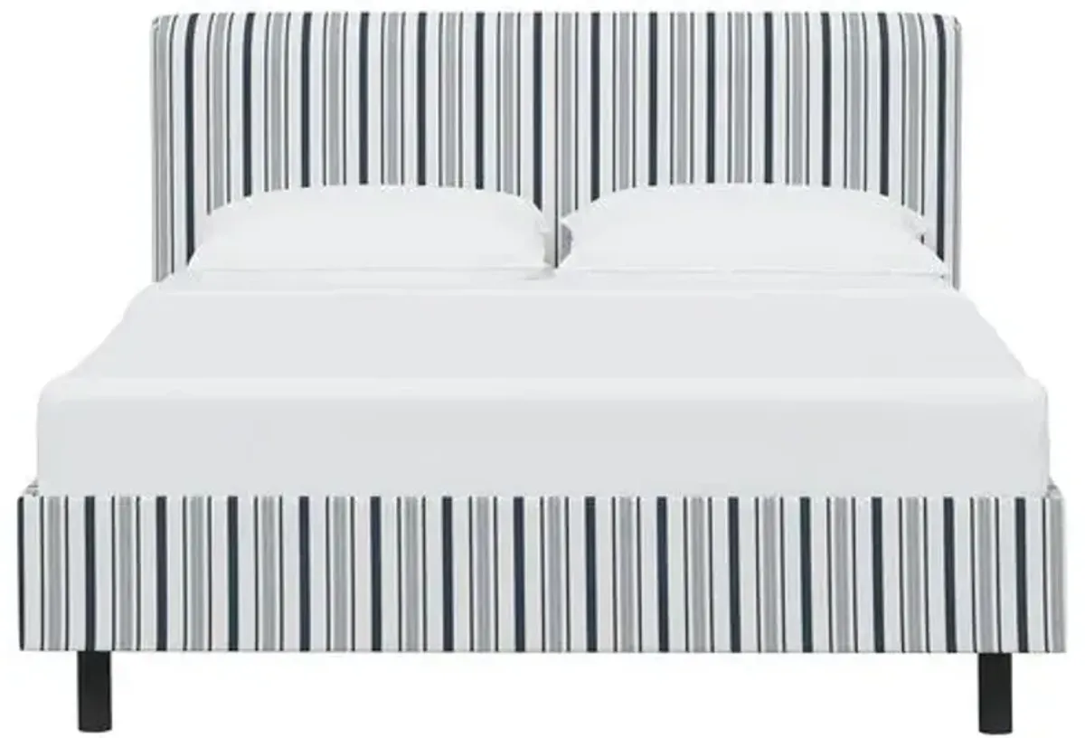 Novak Platform Bed - Luli Stripe - Blue