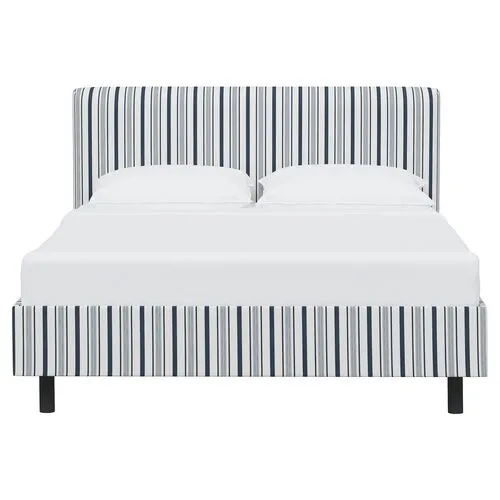 Novak Platform Bed - Luli Stripe - Blue