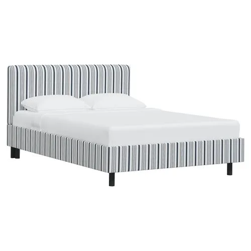 Novak Platform Bed - Luli Stripe - Blue