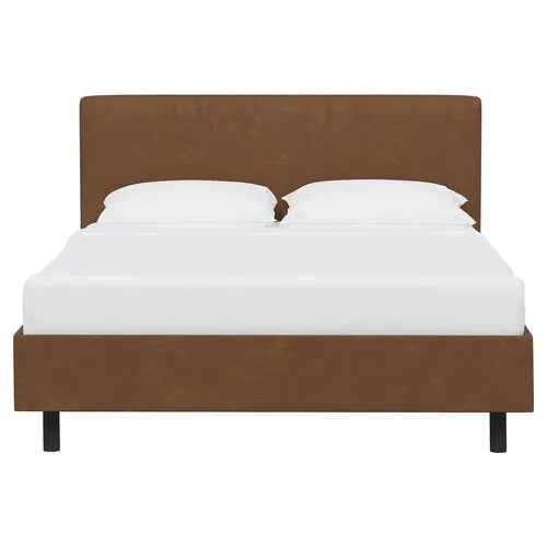 Novak Faux Leather Bed - Brown