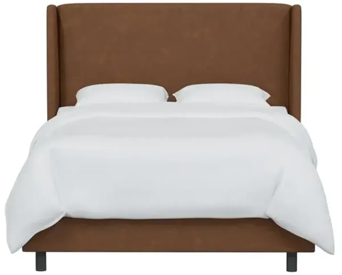 Kelly Faux Leather Wingback Bed - Brown, Mattress, Box Spring Required, Comfortable, Durable