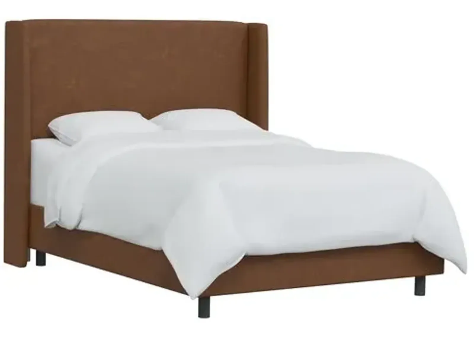 Kelly Faux Leather Wingback Bed - Brown, Mattress, Box Spring Required, Comfortable, Durable