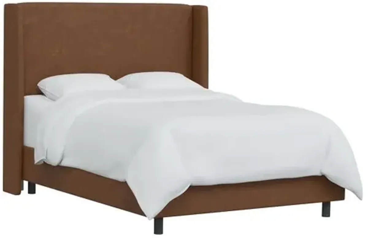 Kelly Faux Leather Wingback Bed - Brown, Mattress, Box Spring Required, Comfortable, Durable