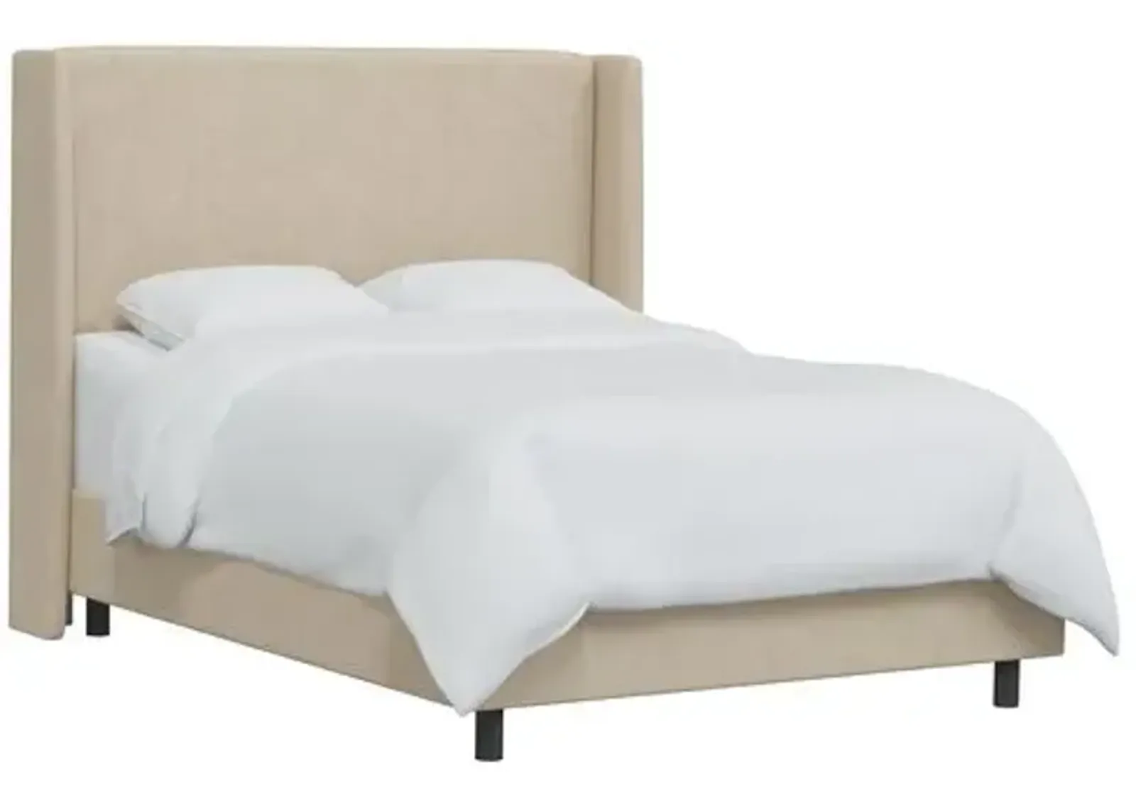 Kelly Faux Leather Wingback Bed - Beige, Mattress, Box Spring Required, Comfortable, Durable