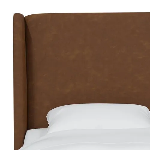 Kelly Faux Leather Wingback Headboard - Brown