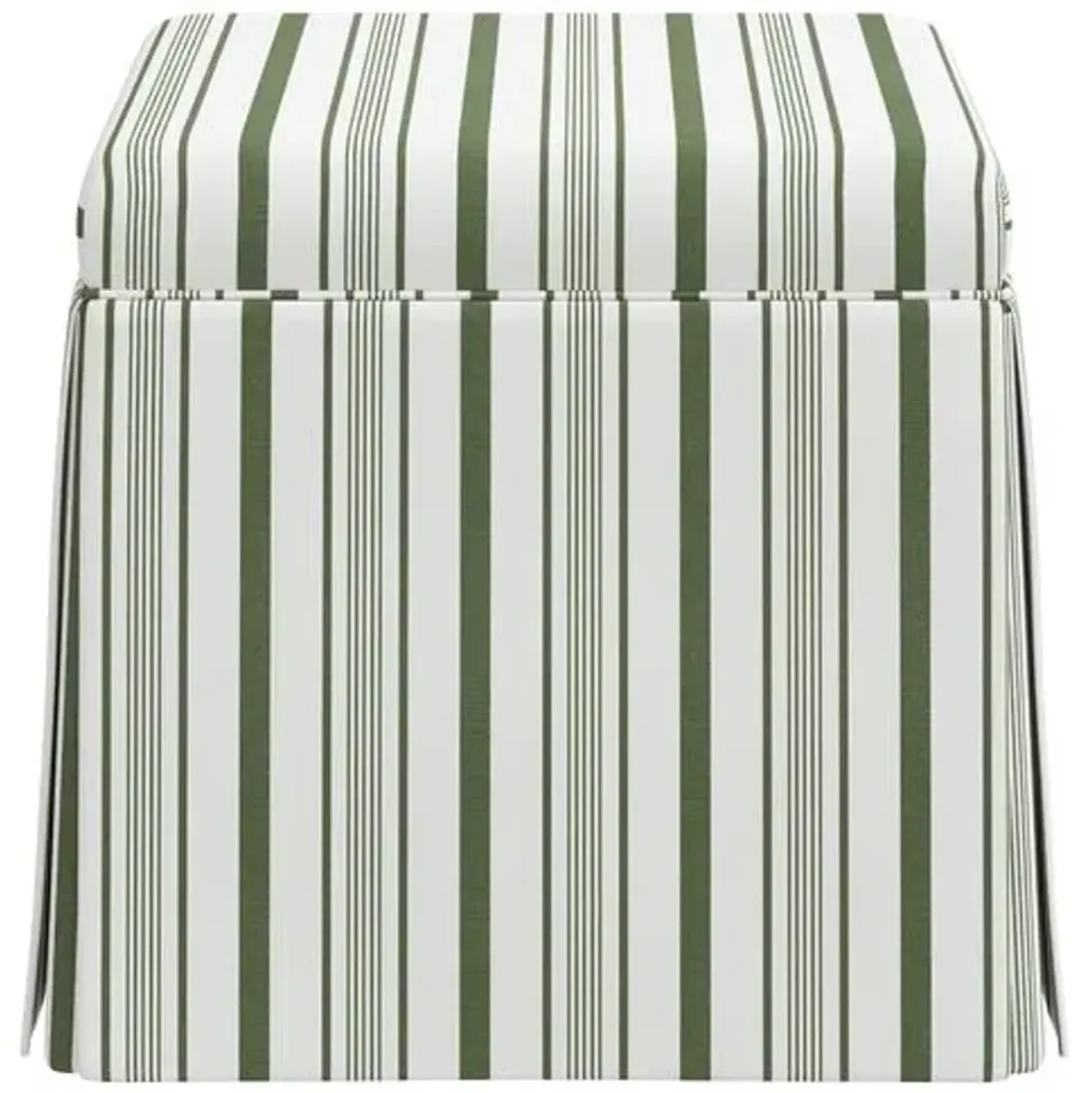 Anne Skirted Ottoman - Luli Stripe - Green