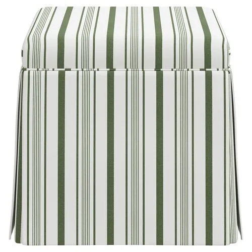 Anne Skirted Ottoman - Luli Stripe - Green