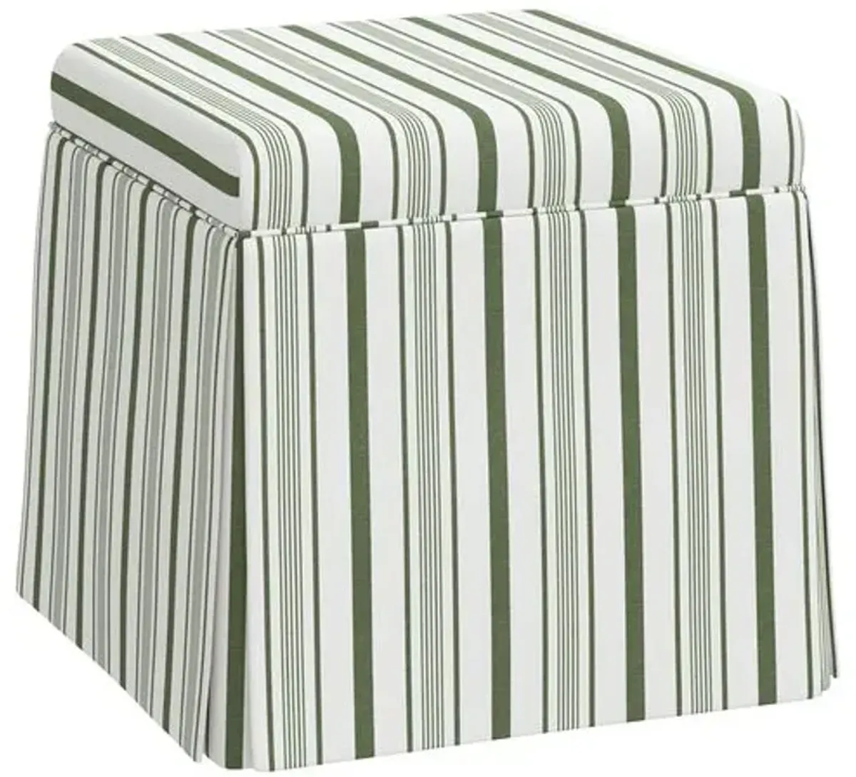 Anne Skirted Ottoman - Luli Stripe - Green