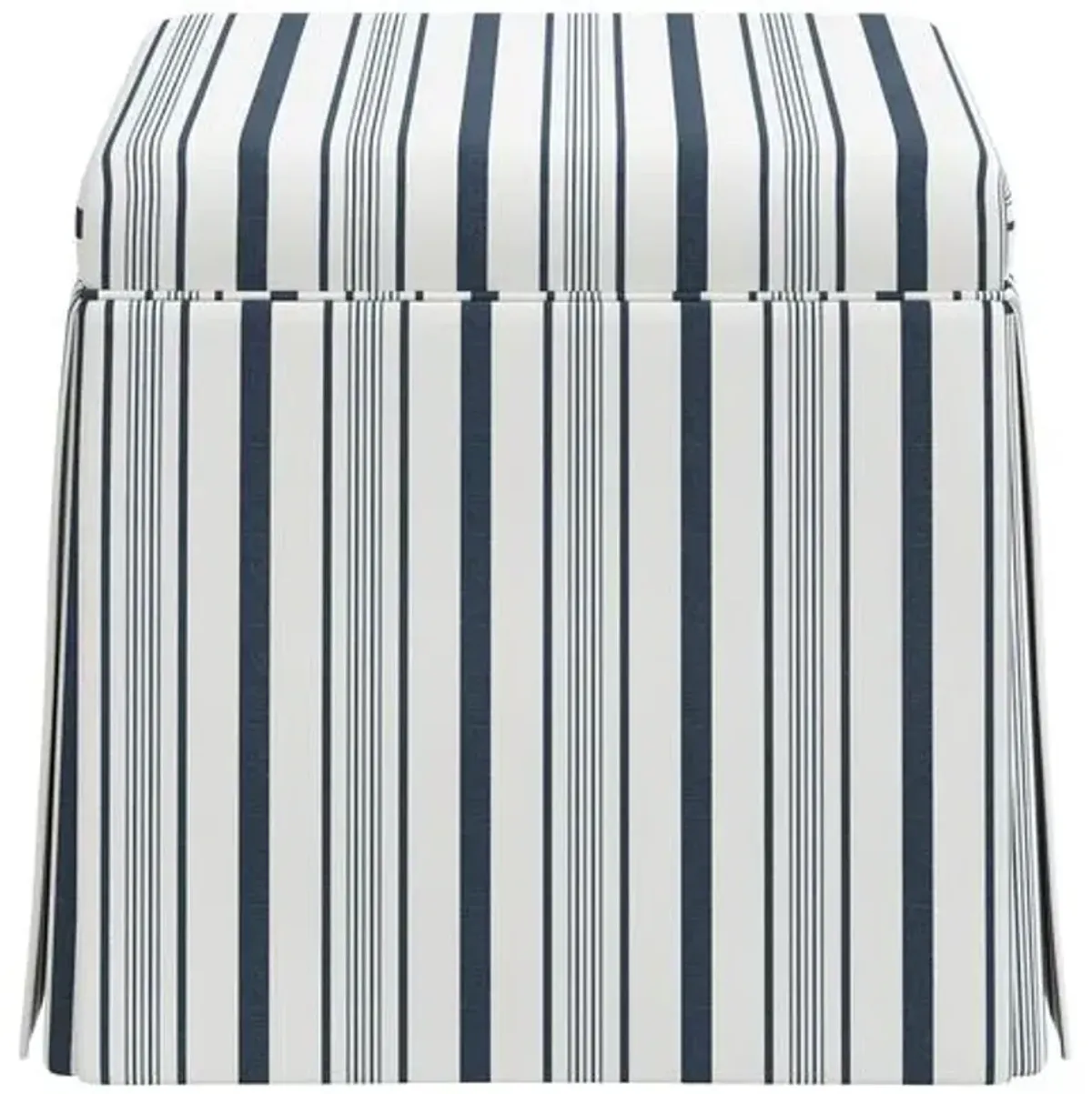 Anne Skirted Ottoman - Luli Stripe - Blue