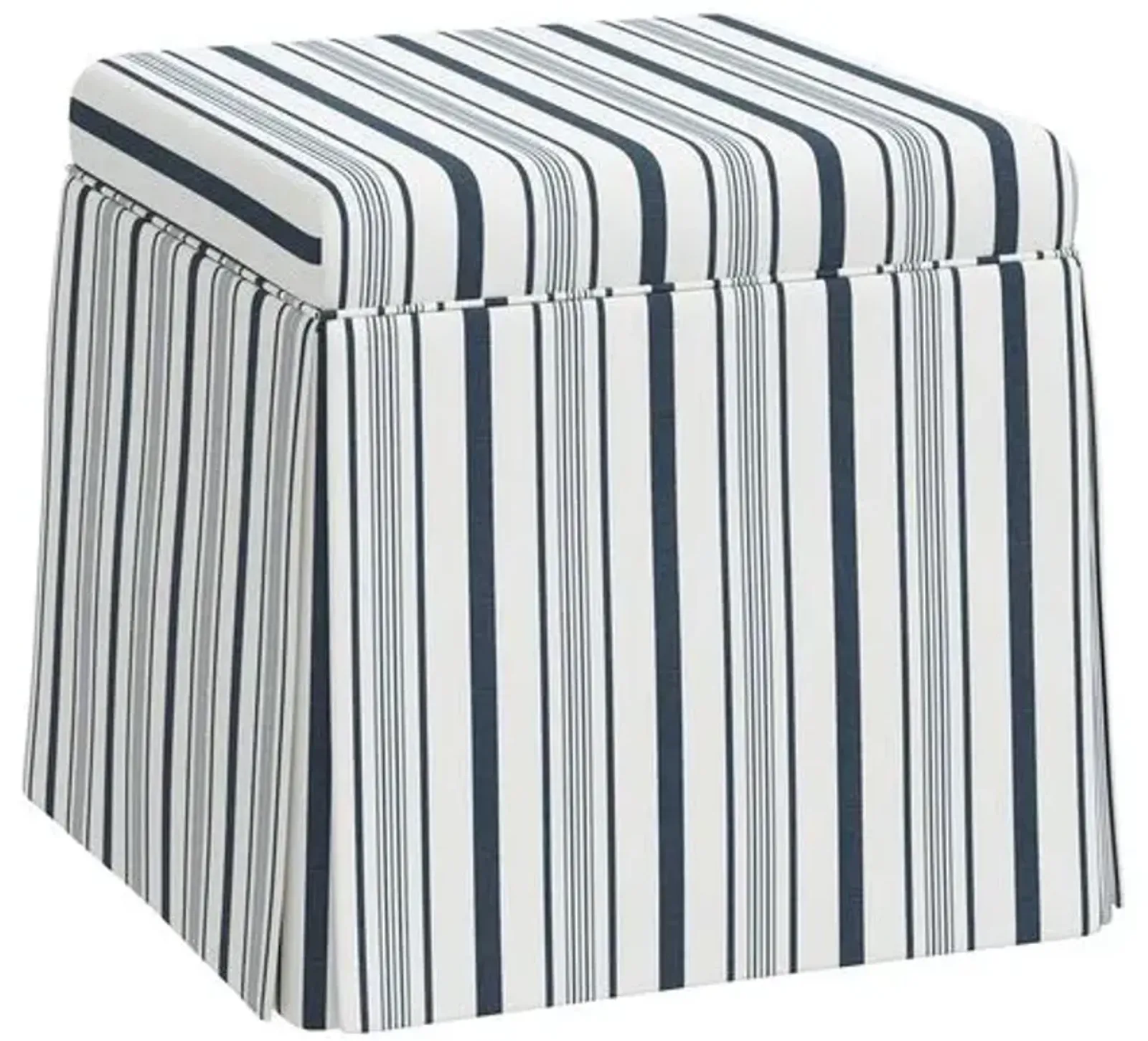 Anne Skirted Ottoman - Luli Stripe - Blue