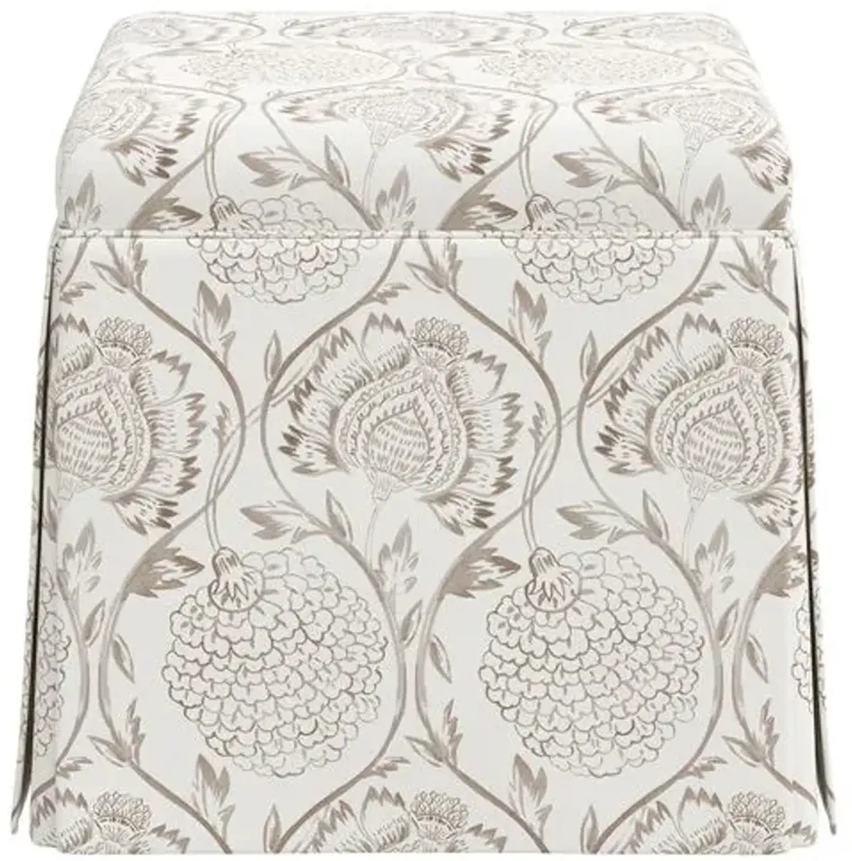 Anne Skirted Ottoman - Ranjit Floral - Brown