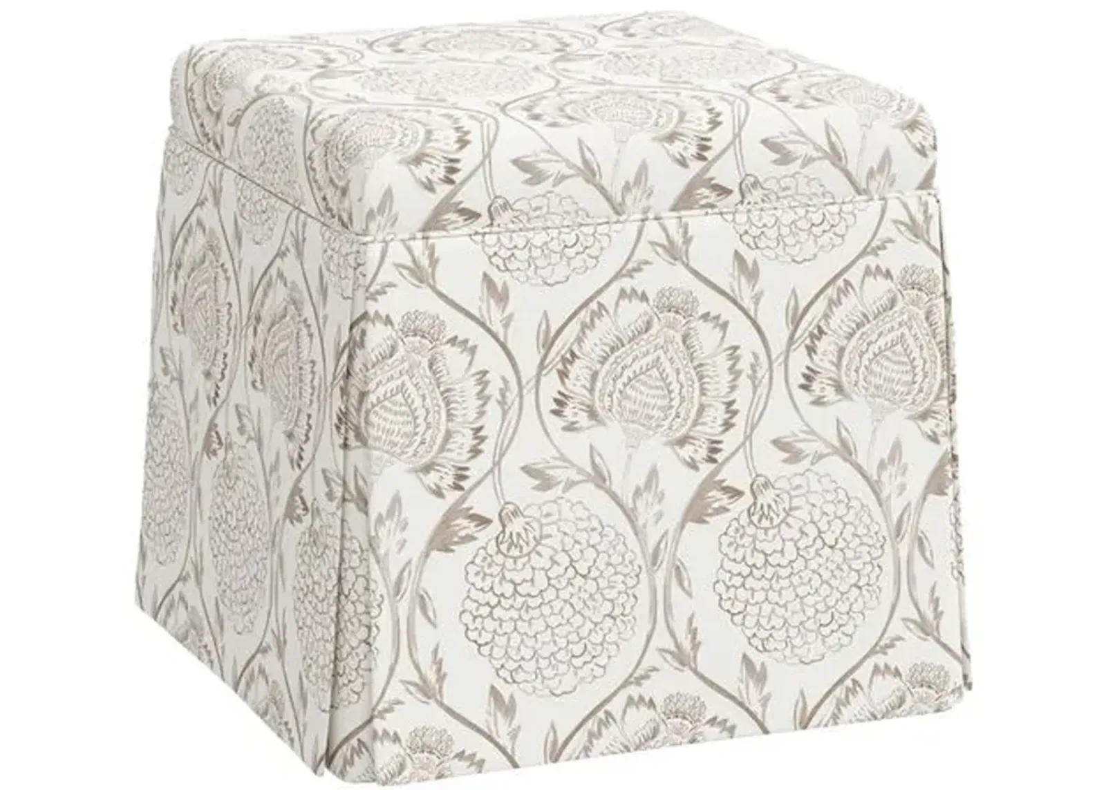 Anne Skirted Ottoman - Ranjit Floral - Brown